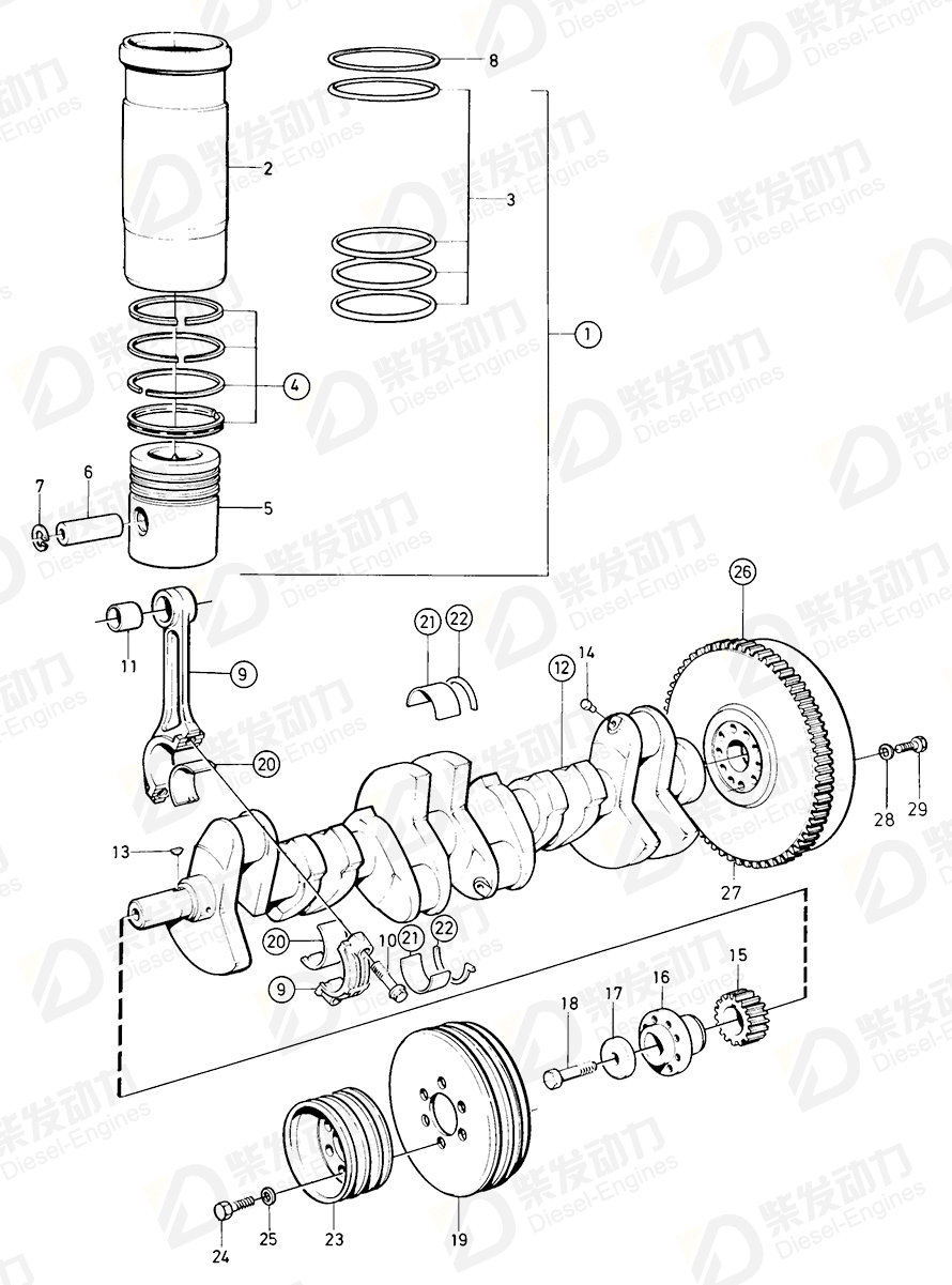 VOLVO Cylinder liner kit 3827150 Drawing